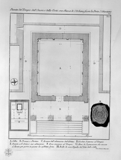 Plan of the Temple of Honor and Virtue, now Church of St. Urban outside the Porta S. Sebastiano by Francesco Piranesi